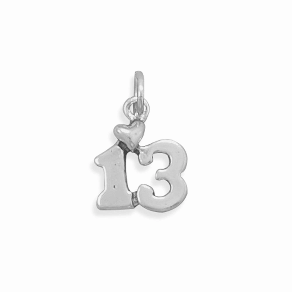 Outdoor Light Statement Highlight Just Turned Teen Heart Number 13 Charm Sterling Silver, Made in the USA