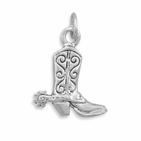 Cowboy Boot Charm Sterling Silver, Made in the USA Trend Accent Sophisticated Sparkle