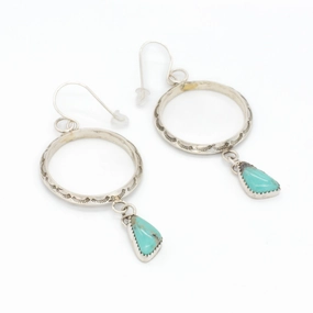 Rochelle Yazzie Navajo Handmade Sterling Silver Turquoise Earrings Glamorous Craft Sparkling Craftwork