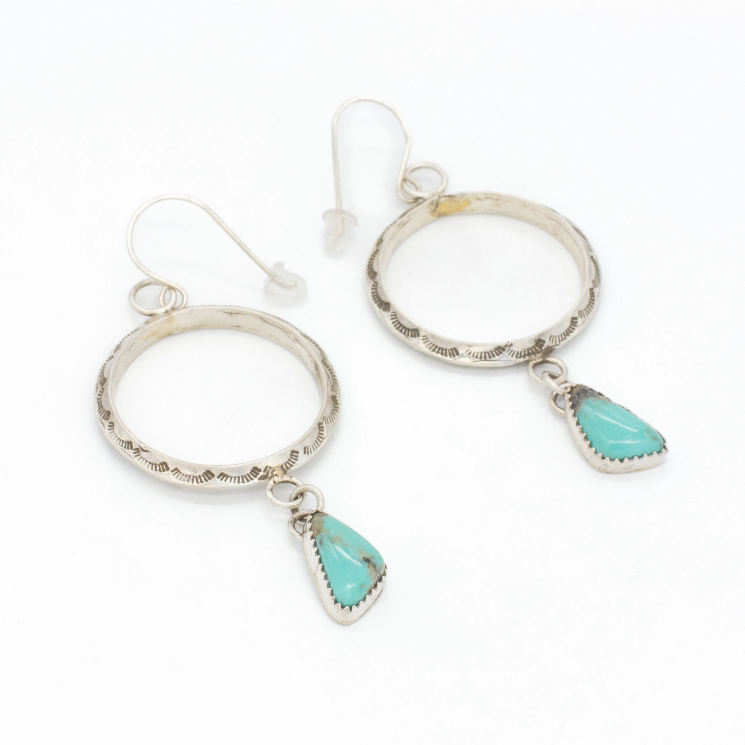 Rochelle Yazzie Navajo Handmade Sterling Silver Turquoise Earrings Glamorous Craft Sparkling Craftwork