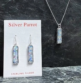 Roman Glass Set In A Elegant Sterling Pendant Accent Piece Minimal Spark