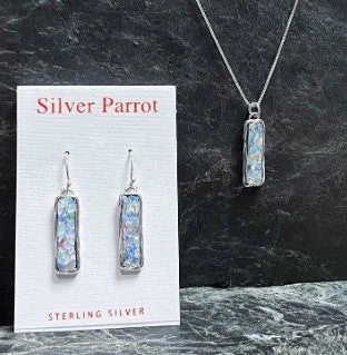 Roman Glass Set In A Elegant Sterling Pendant Accent Piece Minimal Spark