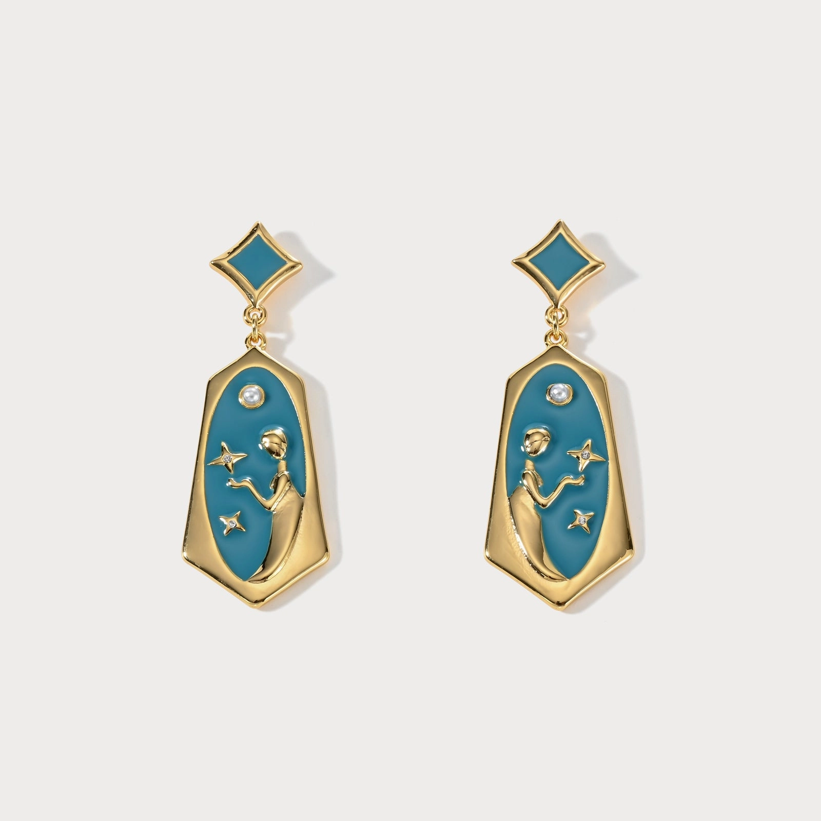 Elegant Pick Virgo Enamel Earrings