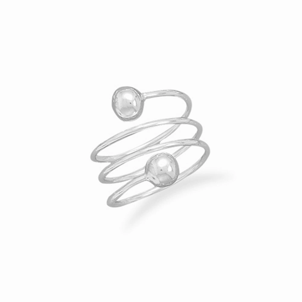 Wire Wrap Ring with Bead Ends Sterling Silver Fantastic Jewelry