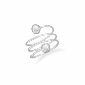 Wire Wrap Ring with Bead Ends Sterling Silver Fantastic Jewelry