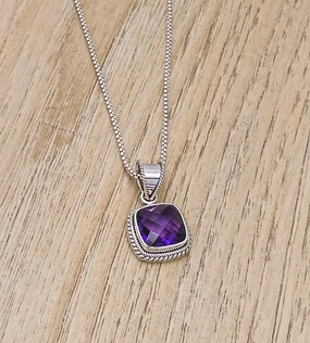 Trendy Charm Sterling Silver Pendant With Amethyst Quartz