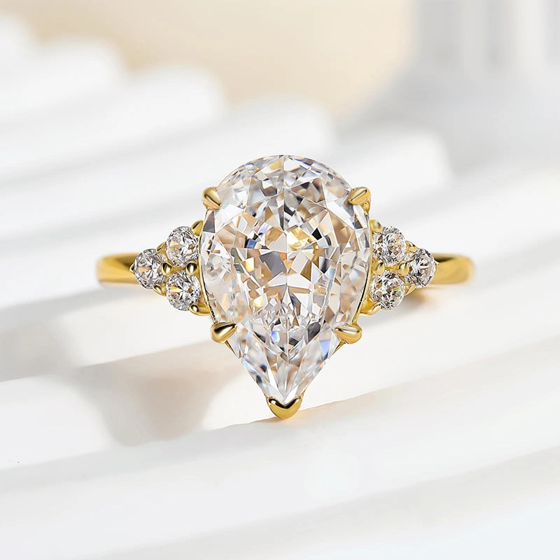 soft look Signature Accent Louily Pear Cut Simulated Diamond Engagement Ring In Sterling Silver