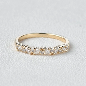 Glow Look Moissanite Cluster Wedding Band Yellow Gold Ring