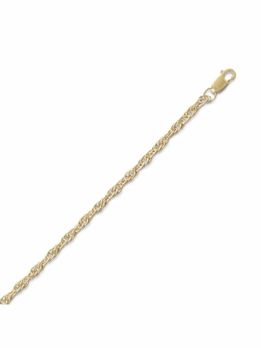 Rope Chain Bracelet 2.5mm Wide 14k Yellow Gold-filled - Made in the USA Radiant Shine Finish