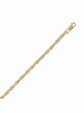 Rope Chain Bracelet 2.5mm Wide 14k Yellow Gold-filled - Made in the USA Radiant Shine Finish