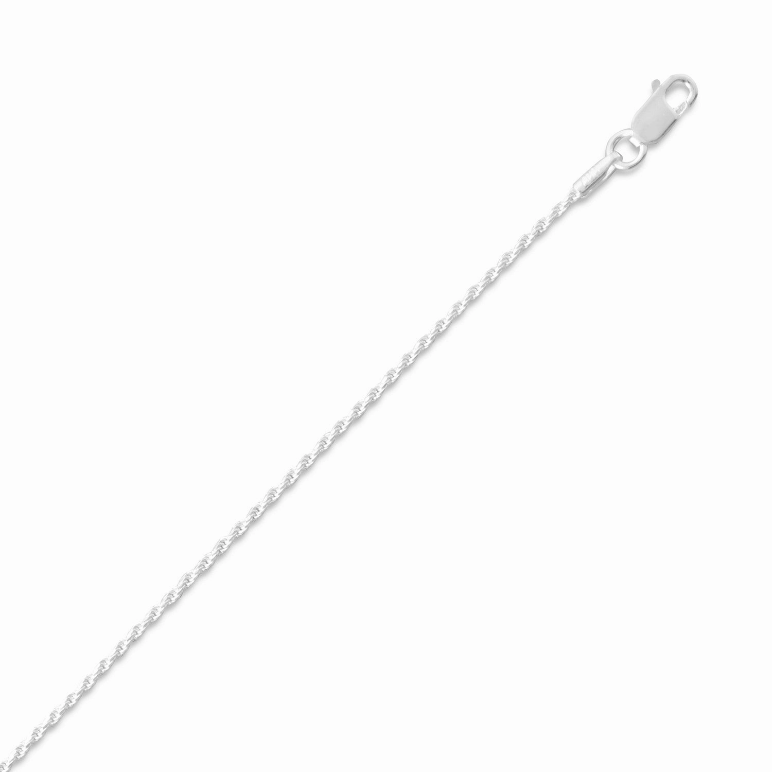 Distinctive Shape Rope Chain Necklace 1mm Diamond-cut Sterling Silver