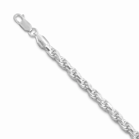 Comfort Style All Style Rope Chain Necklace 4.4mm Width Sparkle-cut Sterling Silver