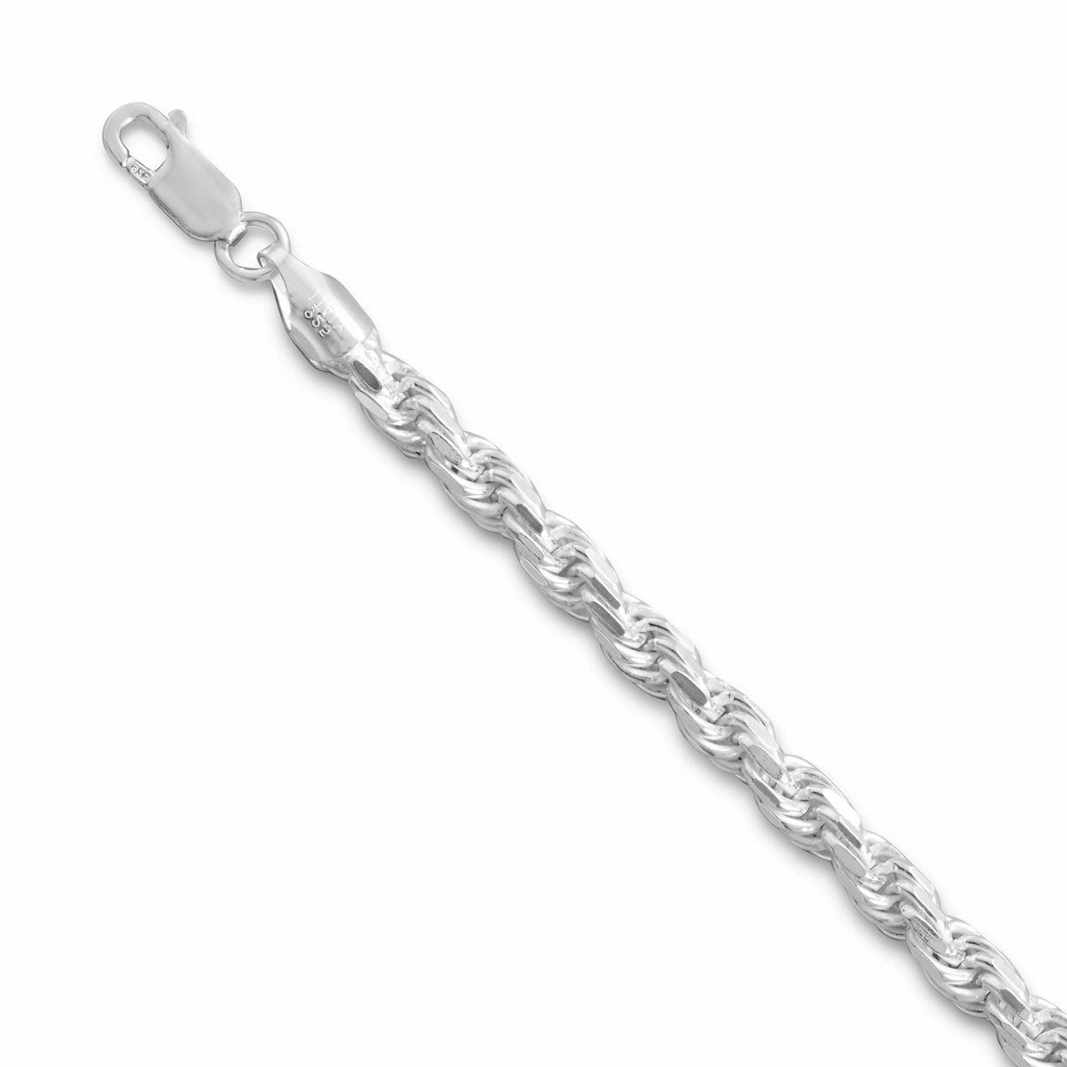 Alluring Touch Expressive Touch Rope Chain Necklace 4.4mm Width Sparkle-cut Sterling Silver