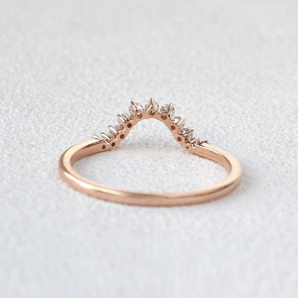 Timeless Design Glow Up Rose Gold Moissanite Curved Wedding Band