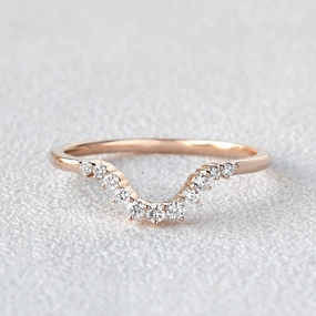 Glamorous Edge Captivating Form Rose Gold Moissanite Curved Wedding Band
