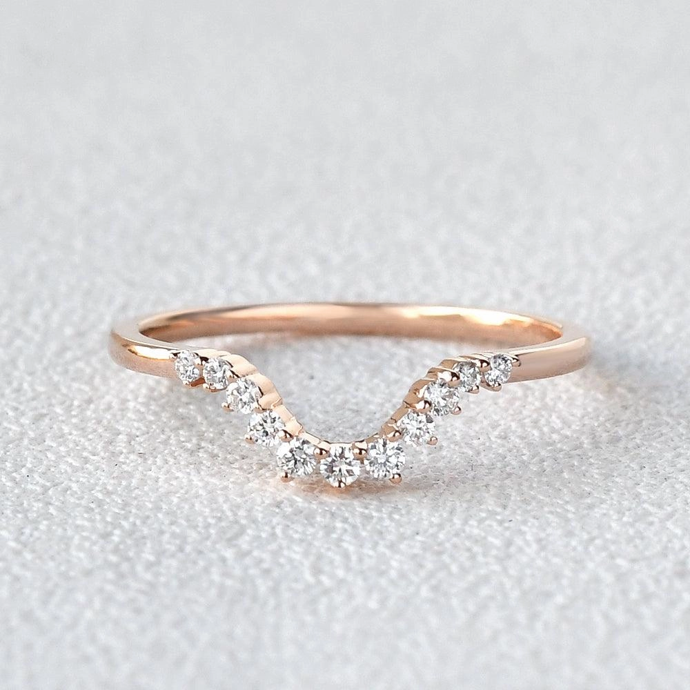 Glamorous Edge Captivating Form Rose Gold Moissanite Curved Wedding Band