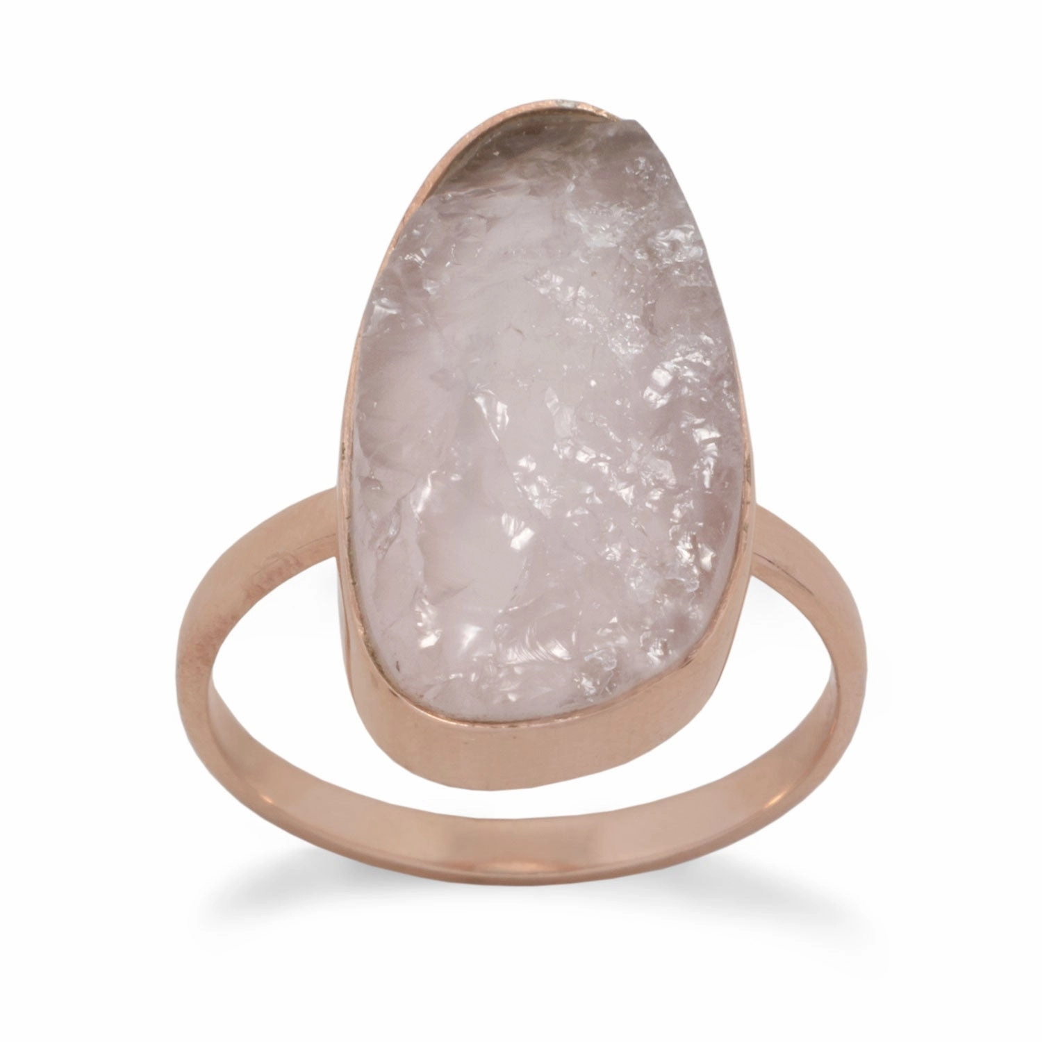 Tough Build Rose Quartz Chunk Ring Pink Gold-plated Sterling Silver