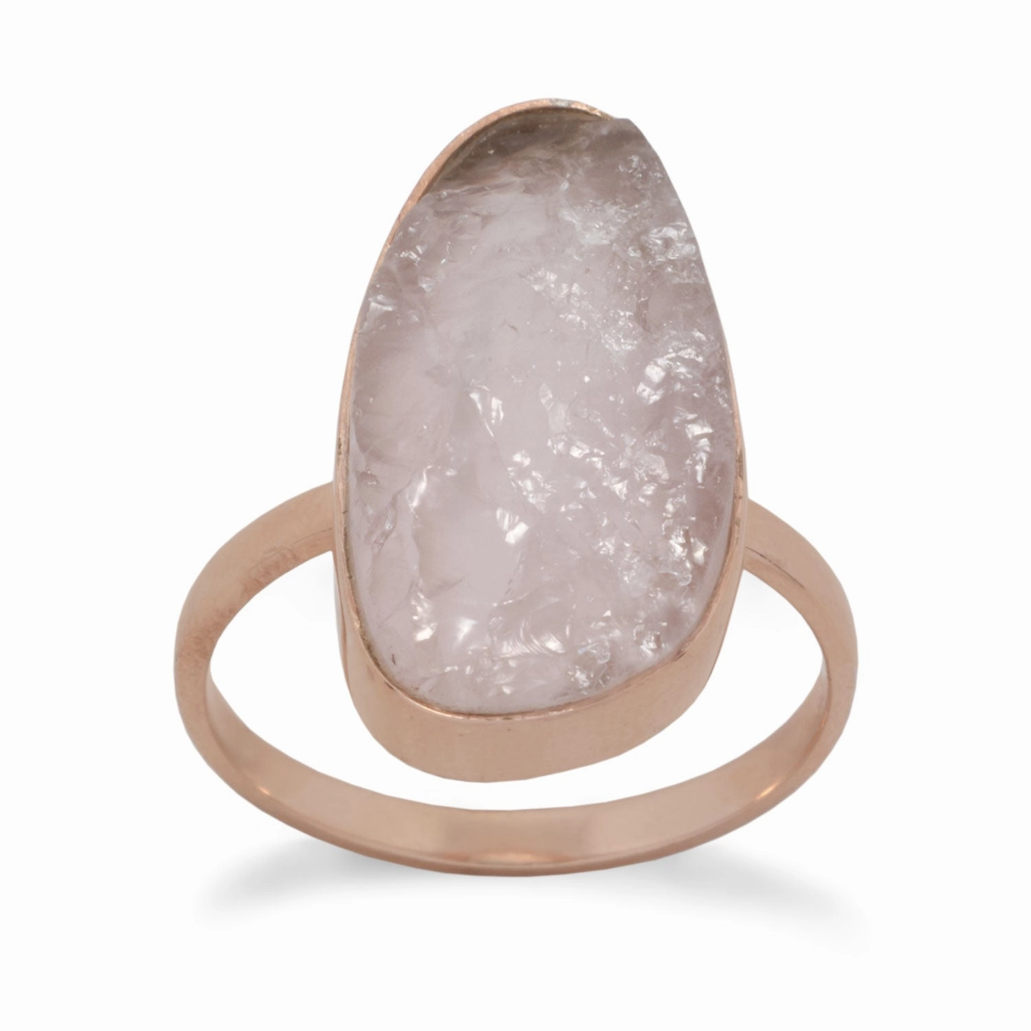 Ornate Jewelry Rose Quartz Chunk Ring Pink Gold-plated Sterling Silver