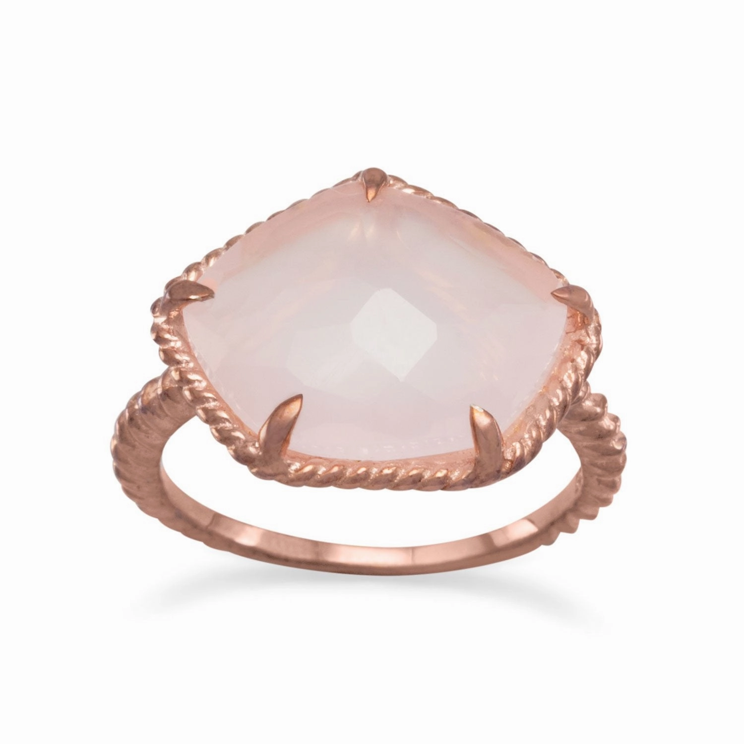 Rose Quartz Ring Rose Pink Gold-plated Sterling Silver Modern Outline