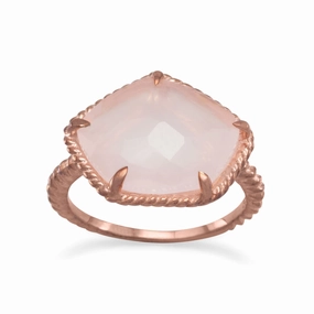 Rose Quartz Ring Rose Pink Gold-plated Sterling Silver Modern Outline