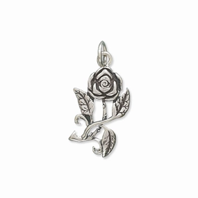 Timeless Pair Rose Vine Charm Sterling Silver