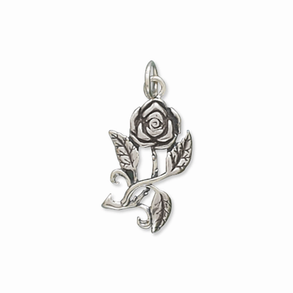 Timeless Pair Rose Vine Charm Sterling Silver
