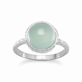 Round 10mm Sea Green Chalcedony Ring Sterling Silver Chic Look