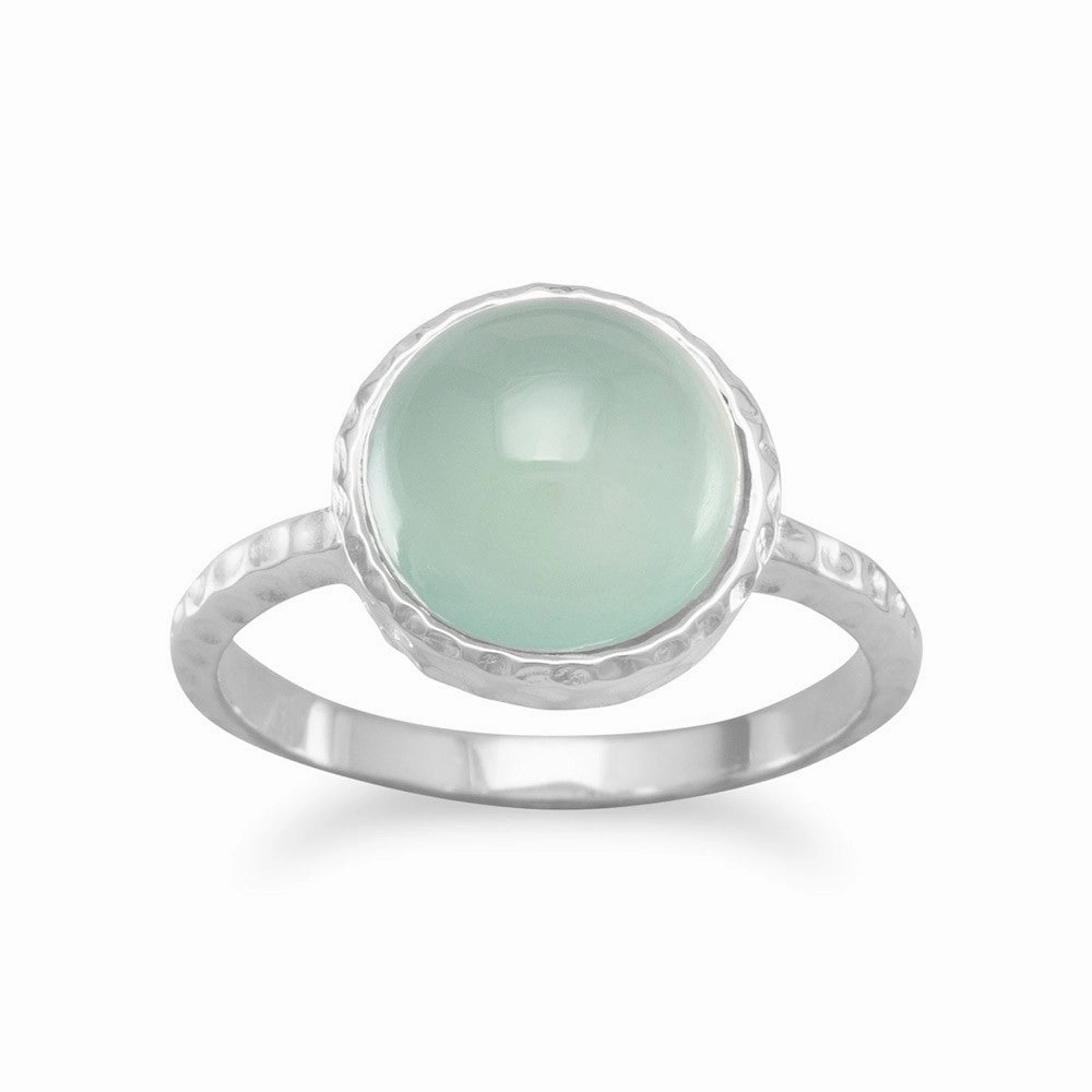 Round 10mm Sea Green Chalcedony Ring Sterling Silver HighEnd Style