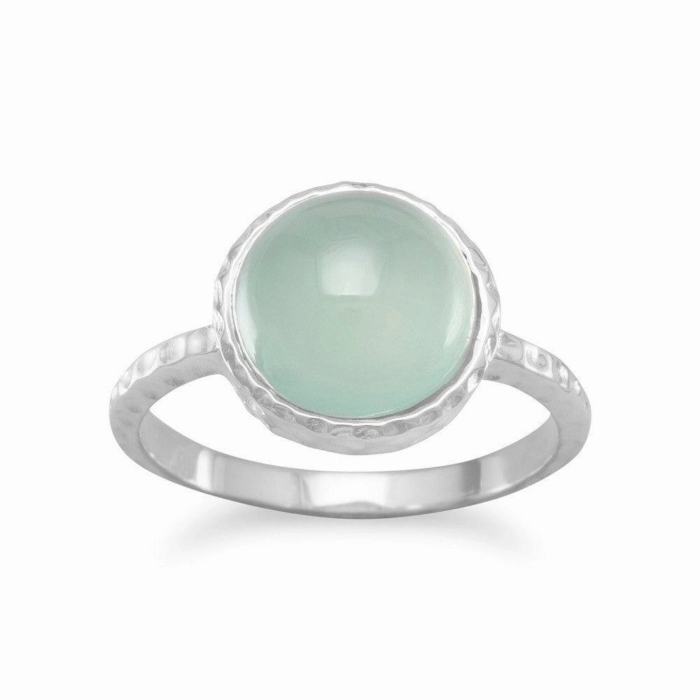 Fashion Goods Timeless Gift Round 10mm Sea Green Chalcedony Ring Sterling Silver