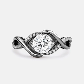 Chic pieces Round Cut Moissanite Classic Infinity Engagement Ring