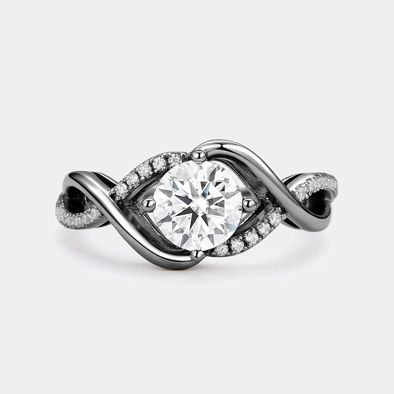 Chic pieces Round Cut Moissanite Classic Infinity Engagement Ring
