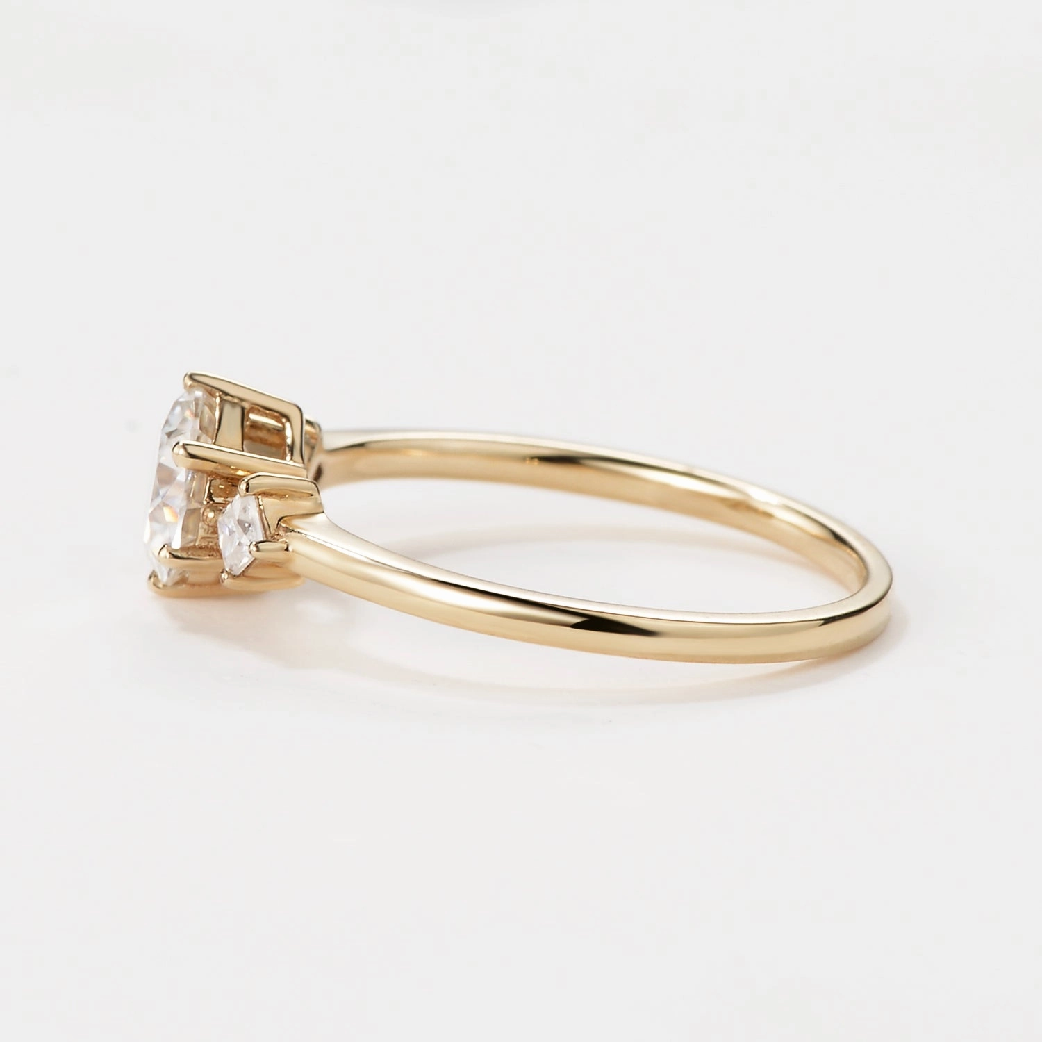 muted tone Couture Accent Round Cut Moissanite Classic Three-stone Engagement Ring