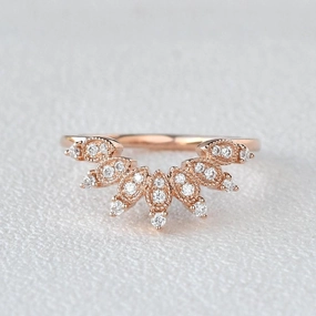 Fashion Accent Stylish Finish Round Cut Moissanite Cluster Ring