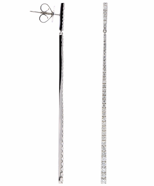 Round Dangle Diamond Earrings in 18K White Gold (.97ctw) Corporate Trinket