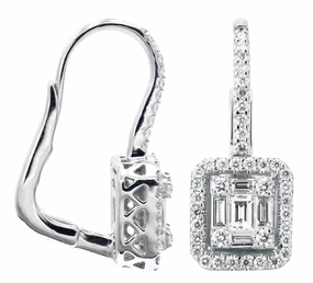 Round Drop Diamond Earrings in 18K White Gold (.86ctw) Pastel Accessory Ornate Must-Have