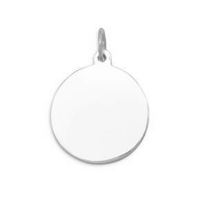 Round Engraveable Charm or Pendant Sterling Silver Studio Light Fine Detail