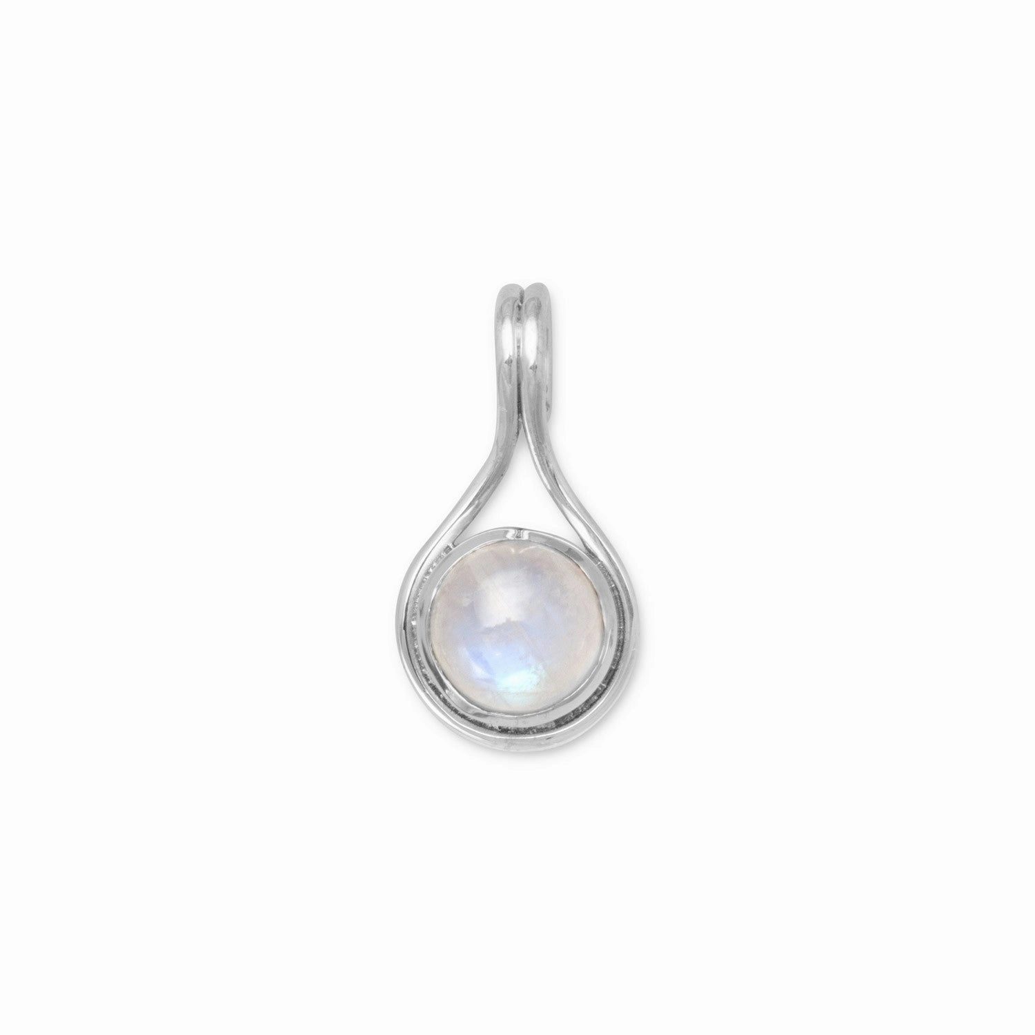 Round Rainbow Moonstone Petite Sterling Silver Slide, Pendant Only Luxury Accessory
