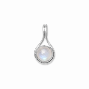 Round Rainbow Moonstone Petite Sterling Silver Slide, Pendant Only Luxury Accessory