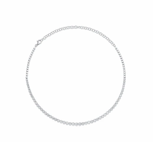Best Style Round Shape Diamond 14K White Gold Riviera Necklace (2.00ctw)