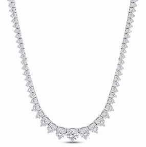 Decorative Pendant work event Round Shape Diamond 14K White Gold Riviera Necklace (8.52ctw)