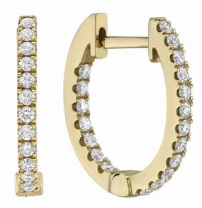 Round Small Hoop Diamond Earrings in 18K Yellow Gold (.46ctw) High-Quality Item Classic Selection