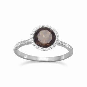 Round Smoky Quartz Stackable Ring Sterling Silver Off The Rack