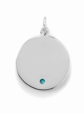 Sparkling Jewelry Date night Round Tag Pendant Charm December Cubic Zirconia Sterling Silver Engravable