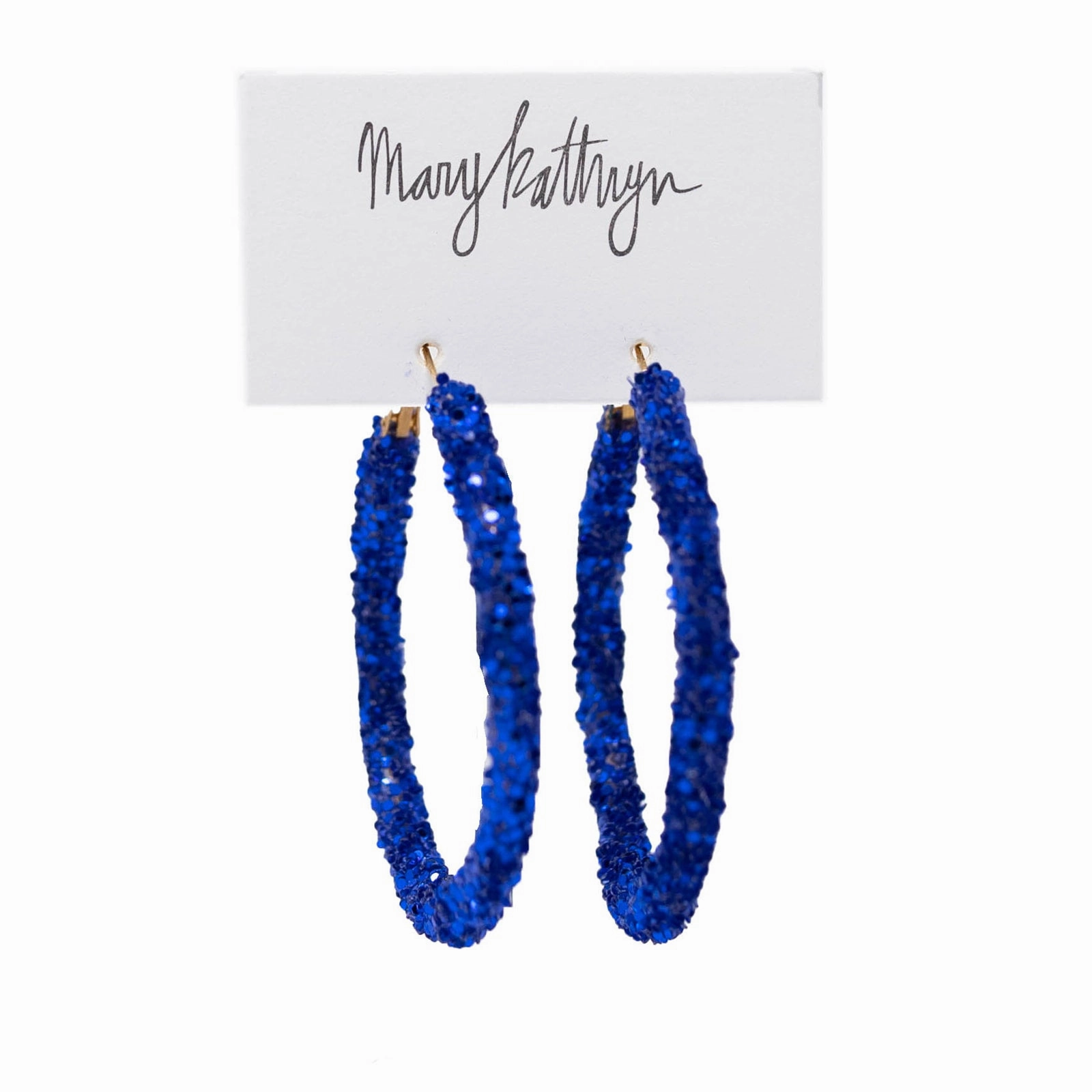 Summer Jewelry Secure Accent Royal Blue Glitter Hoops