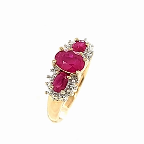 Ruby 3-Stone Ring Bohemian Accessory Decorative Decoration