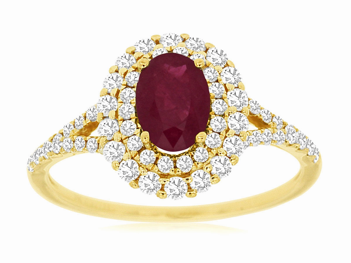 Vintage Must-Have Ruby Double Halo Ring