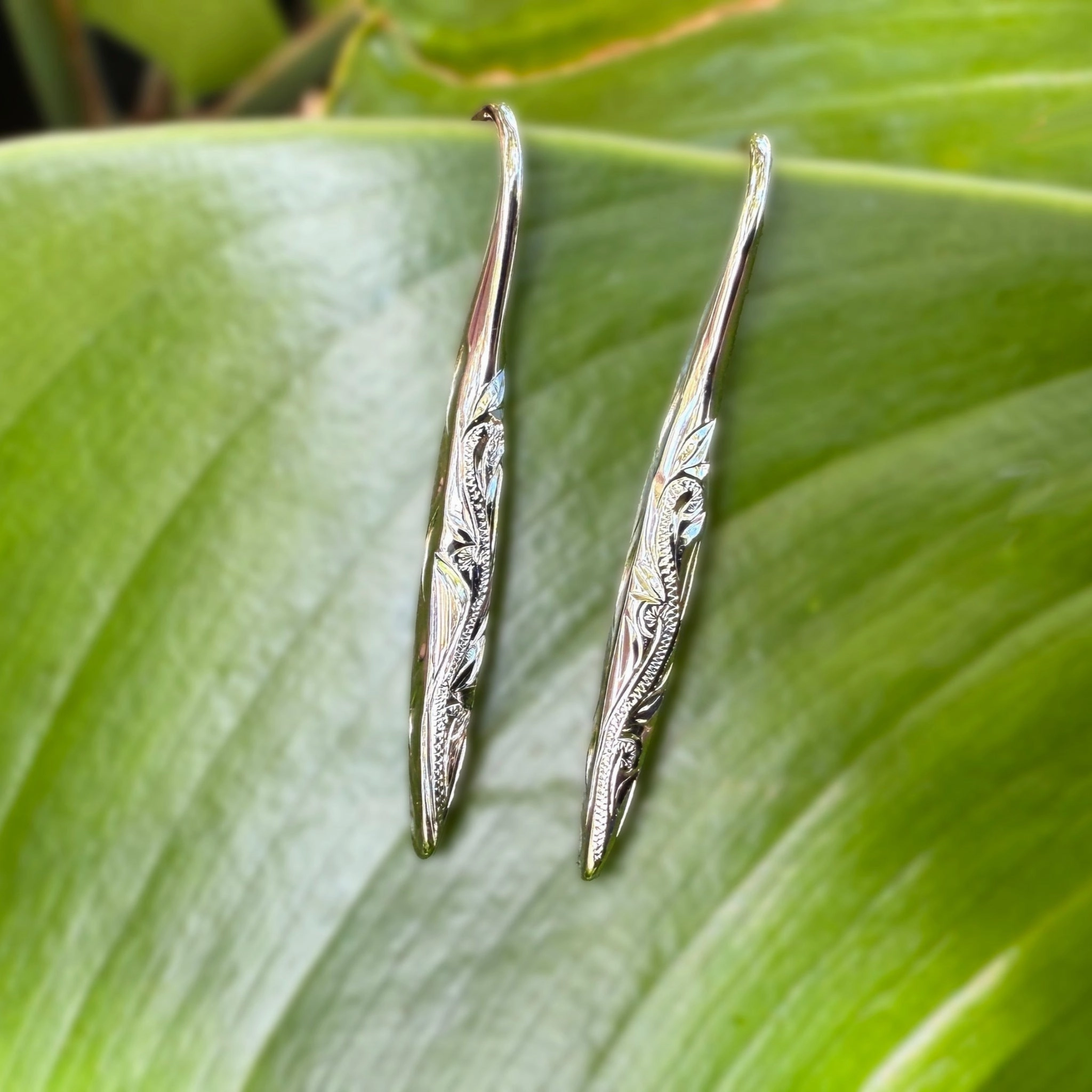 Hawaiian Scroll Wana Earrings Curved Adornment