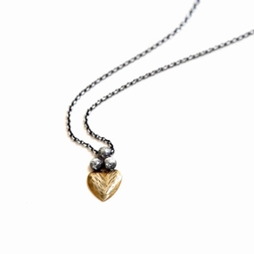 Active Wear Sacred Heart Necklace - Oxidized Brass   Sterling Silver