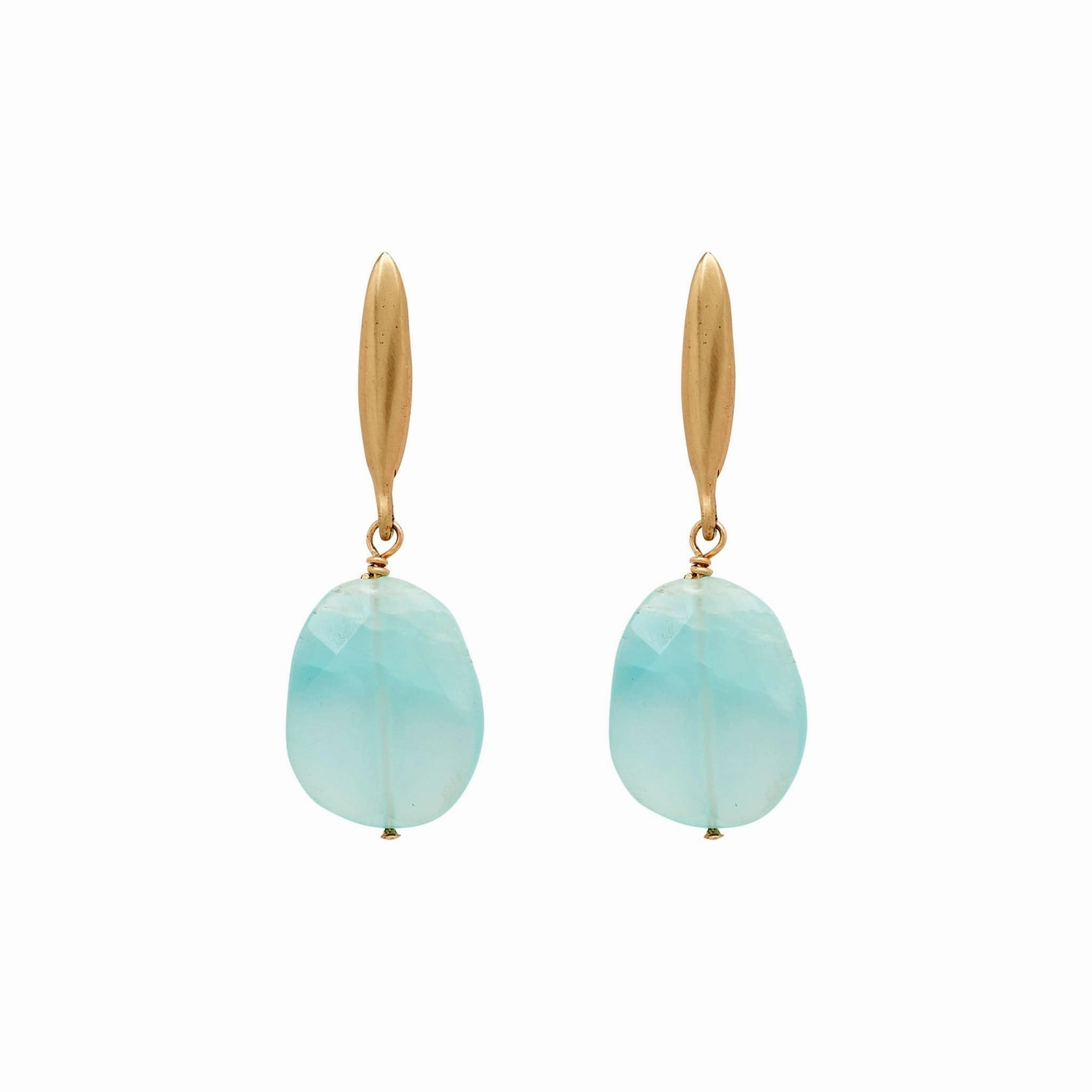 Grain Bronze Aqua Chalcedony Earring Classic Vibe