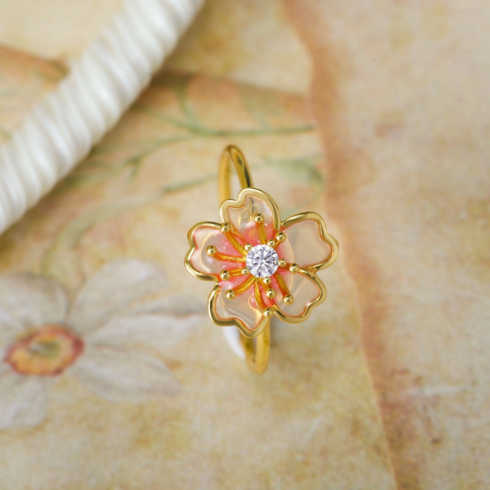 Personal Art Elegant Fashion Sakura Ring